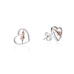 Cercei argint inima si balerina placata cu aur roz DiAmanti AE25125RH+G-AS (Argint 925‰ 1,3 g.)